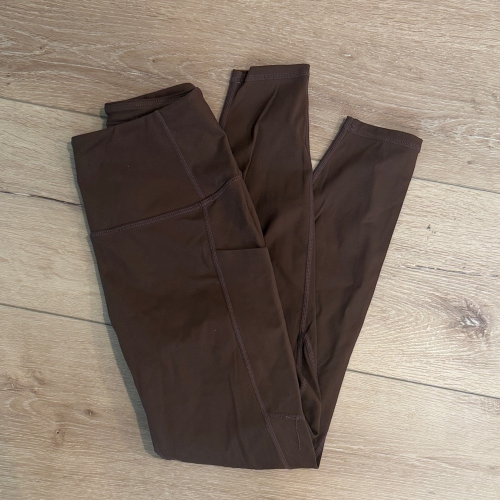Varley Brown High-Waist Performance Leggings